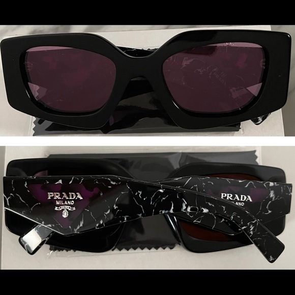 PRADA COLORFUL COLLECTION WITH THE ICONIC TRIANGLE LOGO VIOLET MIRROR LENS - Picture 10 of 16